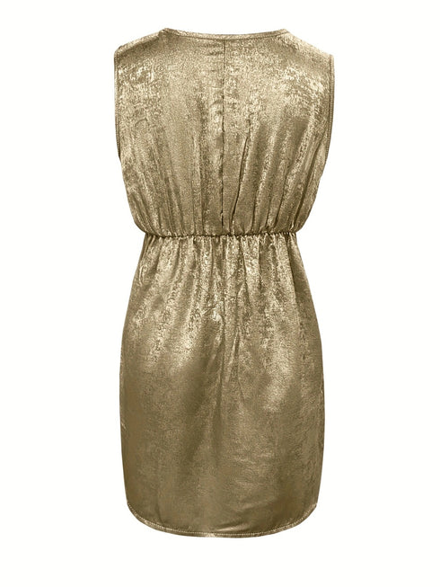 ruched-surplice-sleeveless-mini-dress Sophia's Trends - Sophia's Style-Gold-M